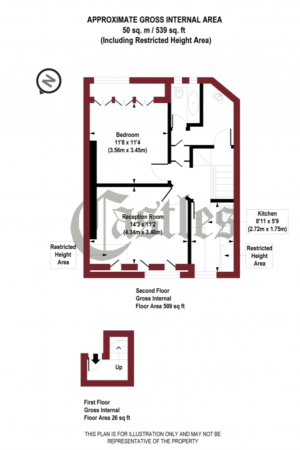 Floor Plan Image for 1 Bedroom Flat to Rent in Haringey Park, Crouch End, N8