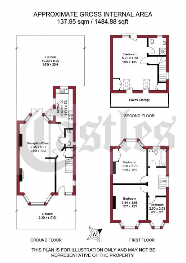 Floor Plan Image for 4 Bedroom Property to Rent in Hawthorn Avenue, Palmers Green, N13