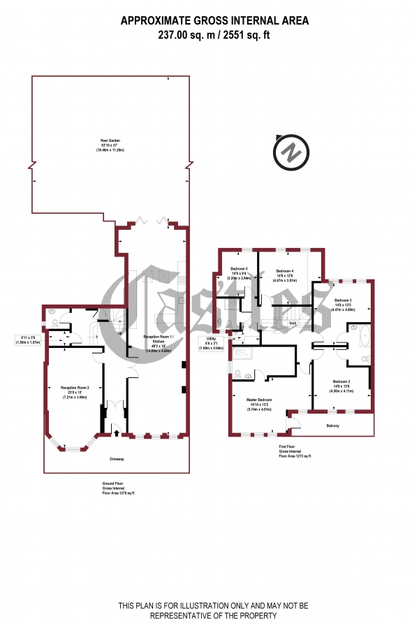 Floor Plan Image for 5 Bedroom Property to Rent in Wellfield Avenue, Muswell Hill, N10