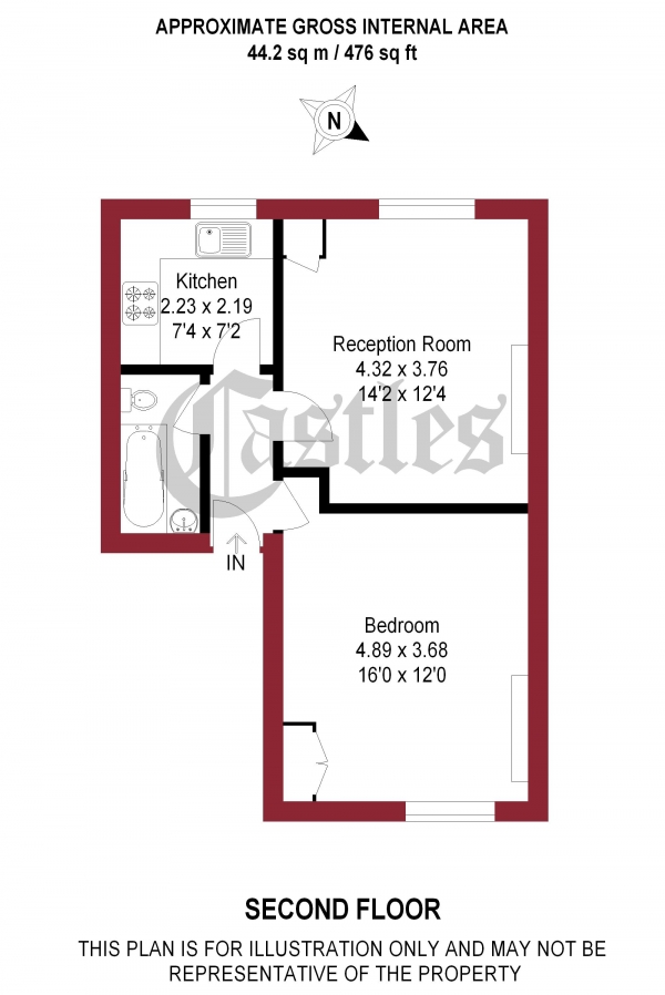 Floor Plan Image for 1 Bedroom Flat to Rent in Crouch Hill, Crouch End, N8