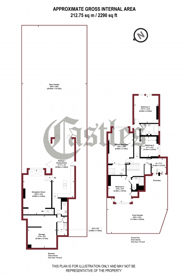 Floor Plan Image for 4 Bedroom Maisonette to Rent in Crouch Hall Road, Crouch End, N8