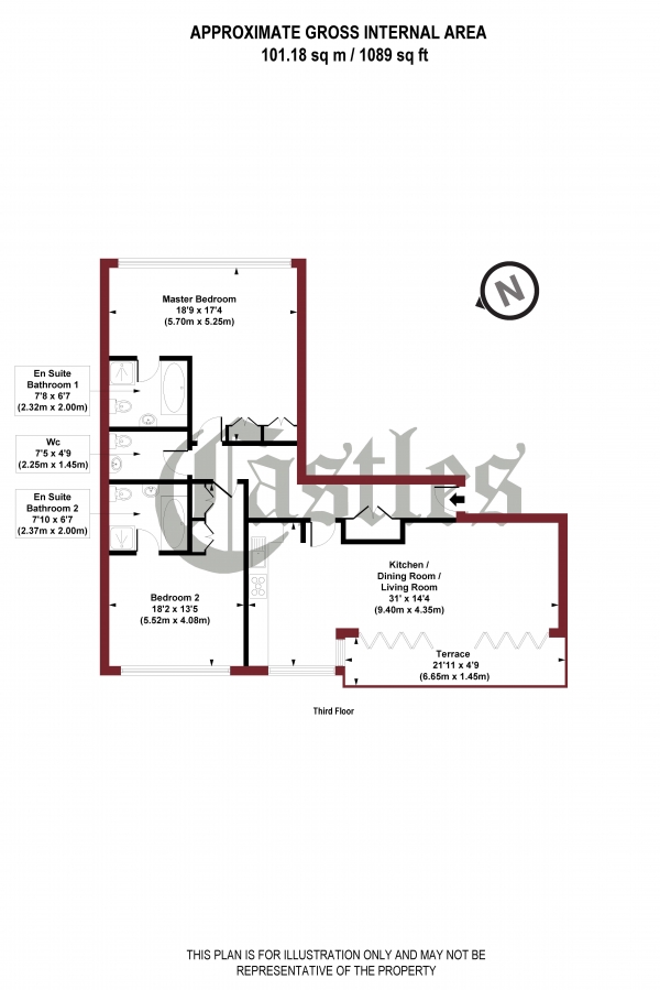 Floor Plan Image for 2 Bedroom Apartment to Rent in Village Apartments, Crouch End, N8