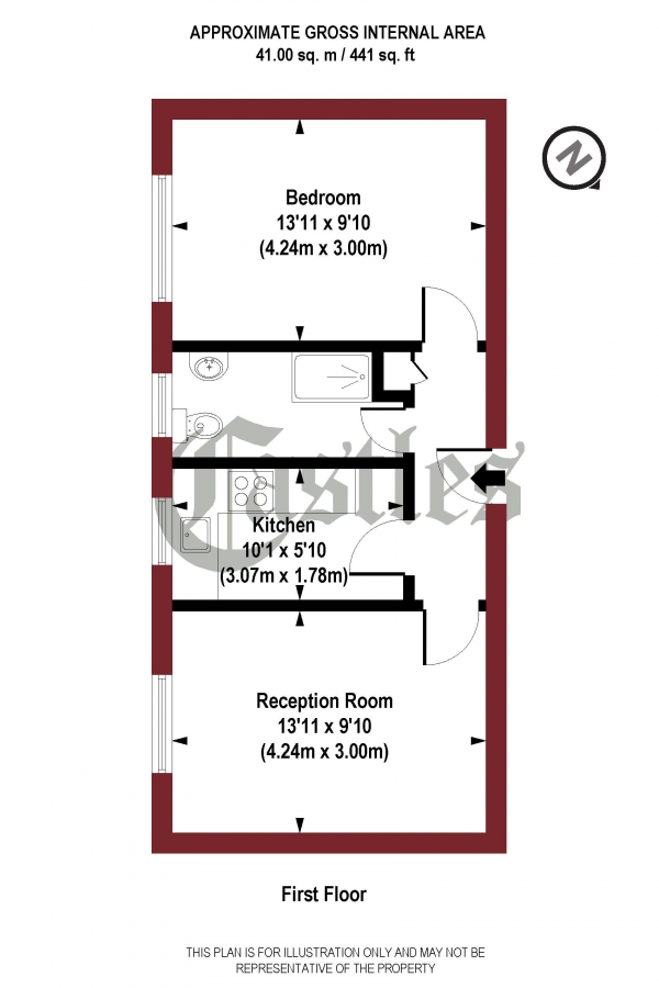 Floor Plan Image for 1 Bedroom Flat to Rent in Crescent Court, Crescent Road, Crouch End, N8