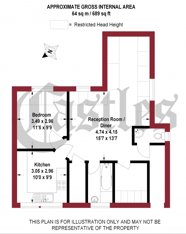 Floor Plan Image for 1 Bedroom Flat to Rent in Stapleton Hall Road, Stroud Green, N4