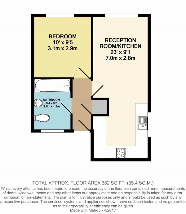 Floor Plan Image for 1 Bedroom Flat to Rent in Portland Place, Tottenham, N15