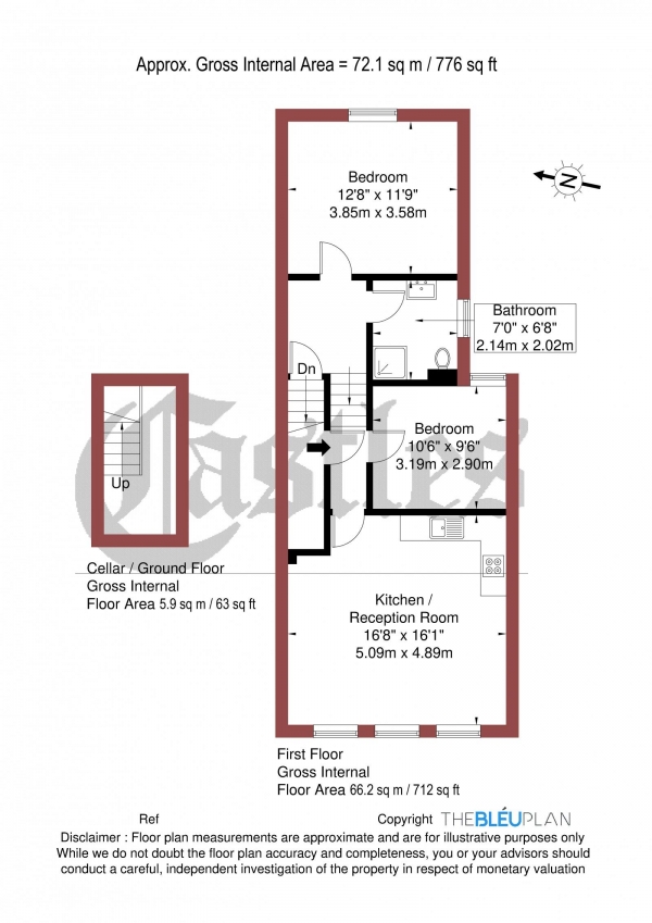 Floor Plan Image for 2 Bedroom Apartment to Rent in Tottenham Lane, Crouch End, N8