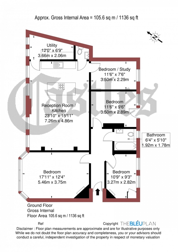 Floor Plan Image for 4 Bedroom Apartment to Rent in Albert Mansions, Crouch Hill, N8