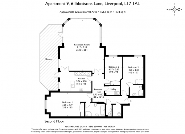 Floor Plan Image for 3 Bedroom Apartment for Sale in Ibbotsons Lane, Sefton Park, Liverpool