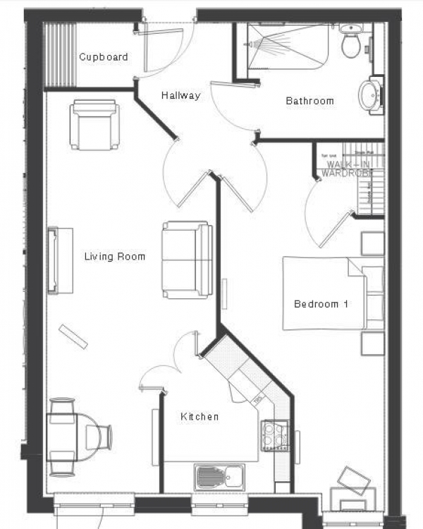 Floor Plan Image for 1 Bedroom Retirement Property for Sale in Brunlees Court, Cambridge Road, Southport