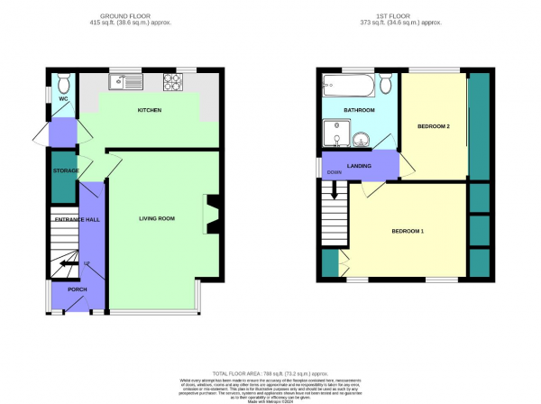 Floor Plan Image for 2 Bedroom Semi-Detached House for Sale in Grantham Road, Birkdale, Southport, Merseyside, PR8 4LS