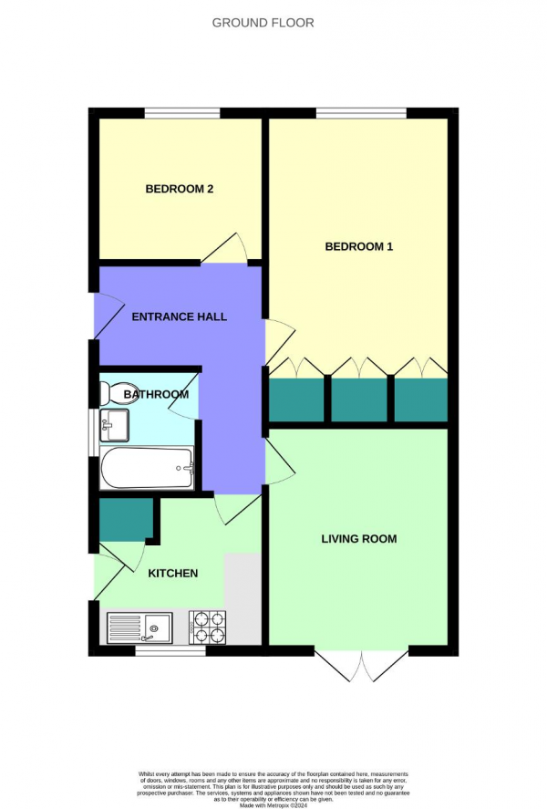 Floor Plan Image for 2 Bedroom Semi-Detached Bungalow for Sale in Clive Lodge, Birkdale, Southport, Merseyside, PR8 4QY