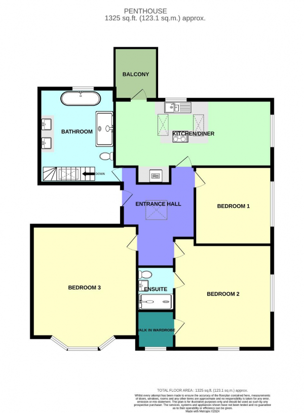 Floor Plan Image for 3 Bedroom Apartment for Sale in Lulworth Road, Southport, PR8 2AS