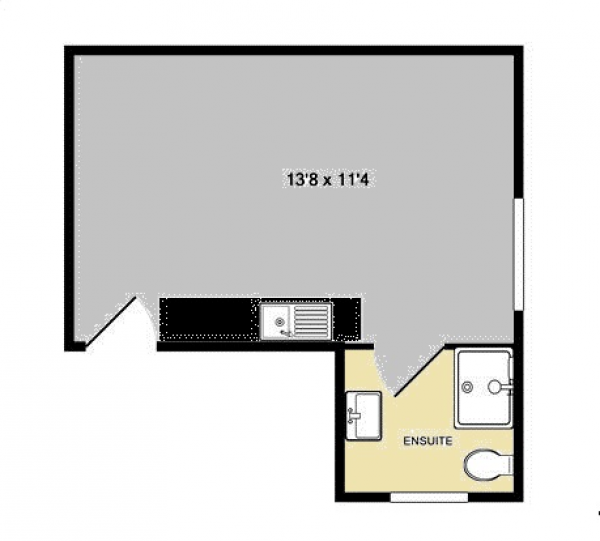 Floor Plan for 1 Bedroom Studio to Rent in Portsmouth Road, Camberley, Surrey, GU16 7AA, GU16, 7AA - £121 pw | £525 pcm