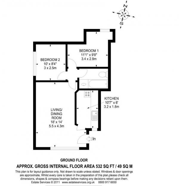 Floor Plan Image for 2 Bedroom Apartment to Rent in Camp Road, Farnborough, Hampshire, GU14 6EN