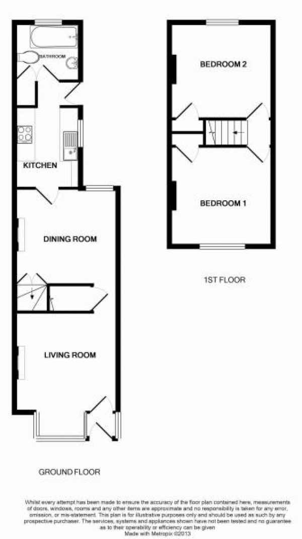 Floor Plan Image for 2 Bedroom Terraced House to Rent in Holly Road, Aldershot, Hampshire, GU12 4SQ