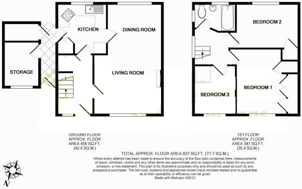 Floor Plan Image for 3 Bedroom Semi-Detached House to Rent in Mitcham Road, Camberley, Surrey, GU15 4AP