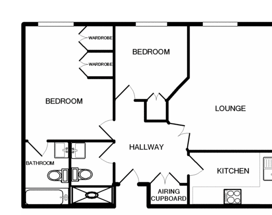 Floor Plan Image for 2 Bedroom Apartment to Rent in Hamilton Place, Aldershot, Hampshire, GU11 3HT
