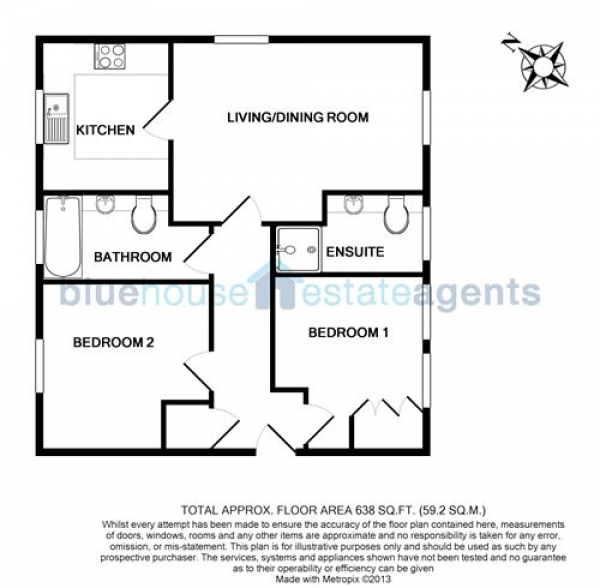 Floor Plan for 2 Bedroom Apartment for Sale in Markham Court, Camberley, Surrey, GU15 3HJ, GU15, 3HJ - POA