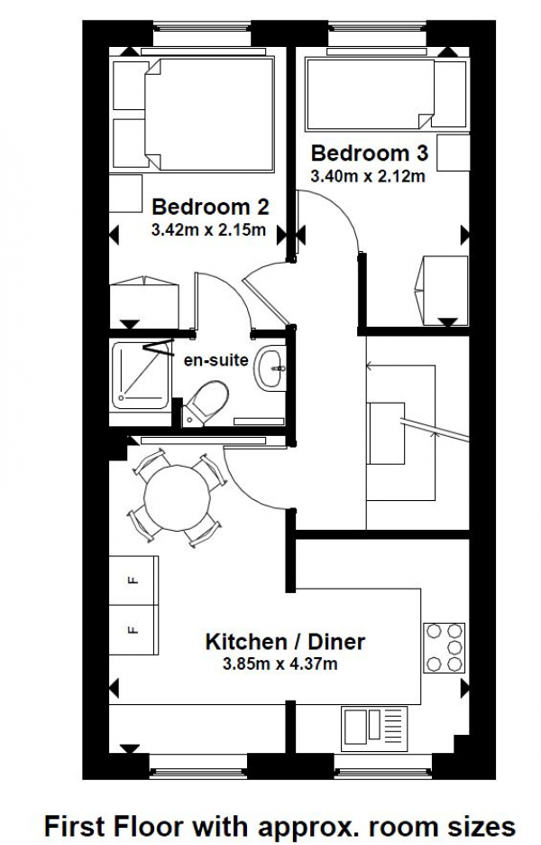 Floor Plan Image for 1 Bedroom House Share to Rent in Crossway, Aldershot, Hampshire, GU12 4LX