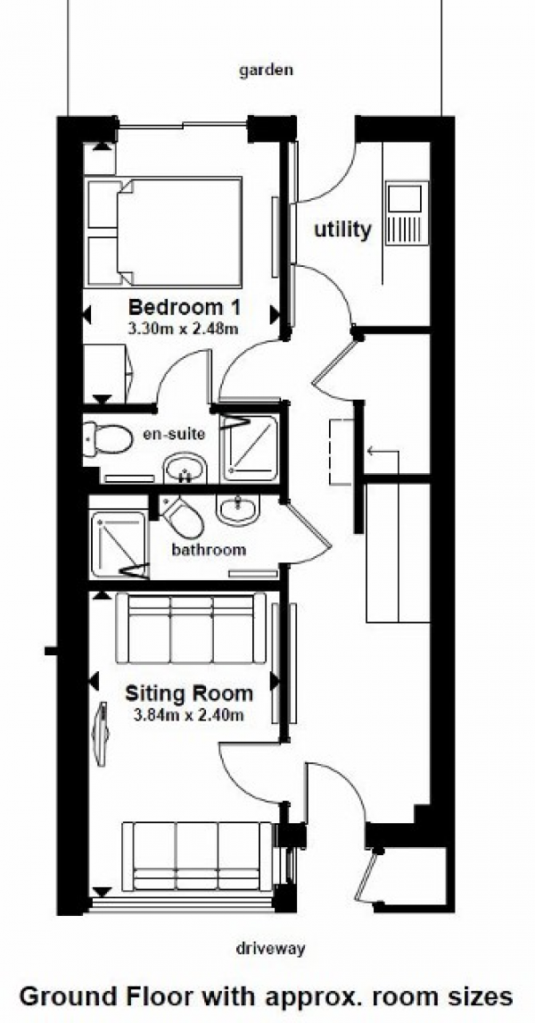 Floor Plan Image for 1 Bedroom House Share to Rent in Crossway, Aldershot, Hampshire, GU12 4LX