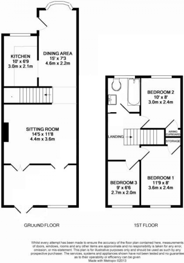 Floor Plan Image for 3 Bedroom Terraced House for Sale in Maple Gardens, Yateley, Surrey, GU46 6JQ