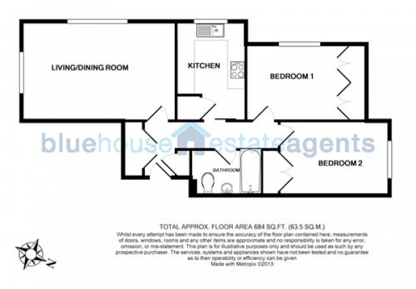 Floor Plan Image for 2 Bedroom Apartment to Rent in Branksome Park Road, Camberley, Surrey, GU15 2AE