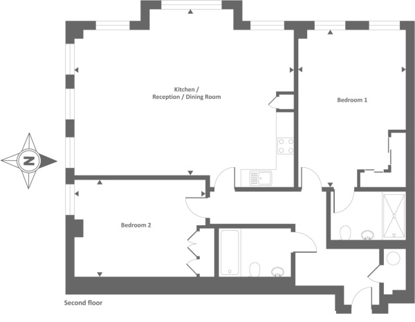 Floor Plan Image for 2 Bedroom Apartment to Rent in St Georges Court, Camberley, Surrey, GU15 3QZ