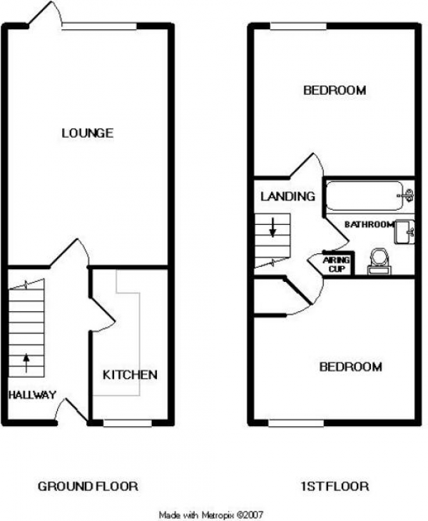 Floor Plan Image for 2 Bedroom Terraced House to Rent in Alder Close, Ash Vale, Hampshire, GU12 5QS