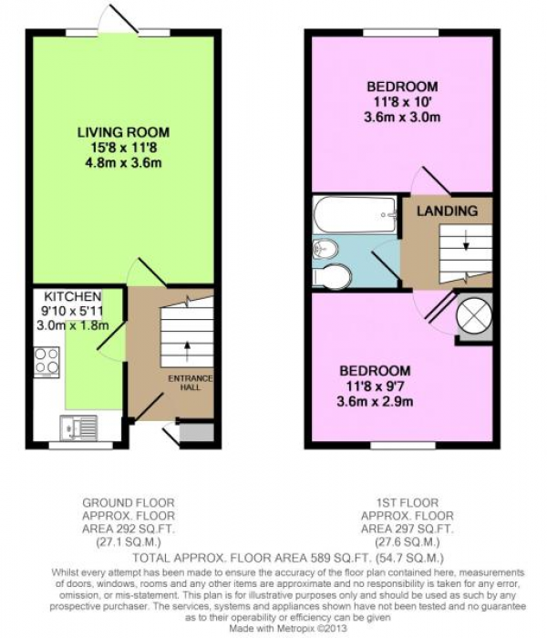 Floor Plan Image for 2 Bedroom Terraced House to Rent in Wren Court, Ash, Surrey, GU12 6AX