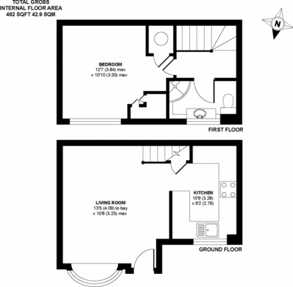 Floor Plan Image for 1 Bedroom Terraced House to Rent in Wren Court, Ash, Surrey, GU12 6AX