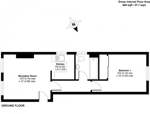 Floor Plan Image for 1 Bedroom Apartment to Rent in 36 Southwell Park Road, Camberley, Surrey, GU15 3QQ