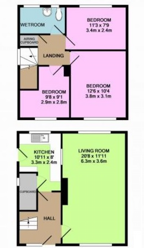 Floor Plan Image for 3 Bedroom Semi-Detached House to Rent in Westfield Road, Camberley, Surrey, GU15 2SA