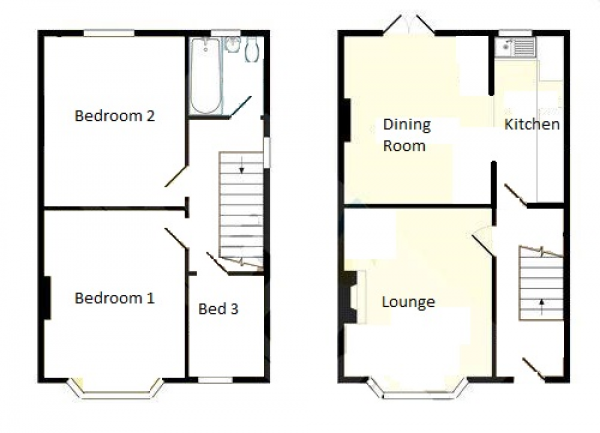 Floor Plan Image for 3 Bedroom Semi-Detached House to Rent in High Street, Aldershot, Hampshire, GU12 4NF