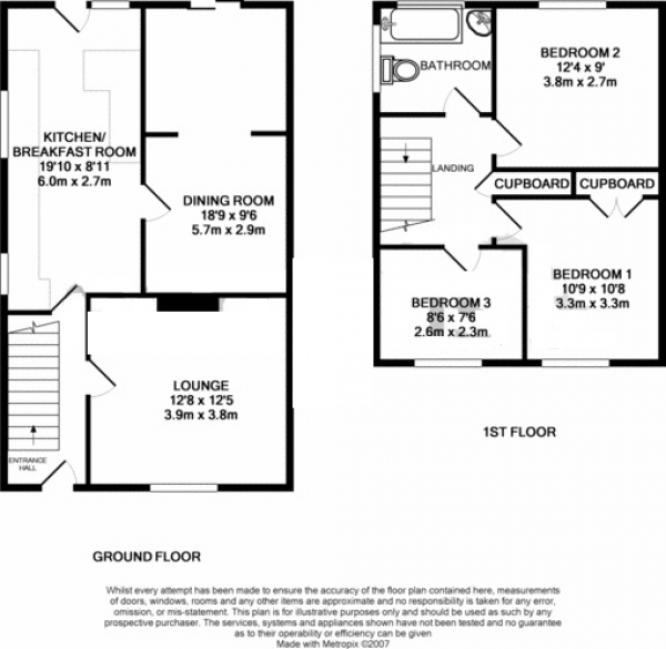 Floor Plan Image for 3 Bedroom Semi-Detached House to Rent in Turf Hill Road, Camberley, Surrey, GU15 4EL