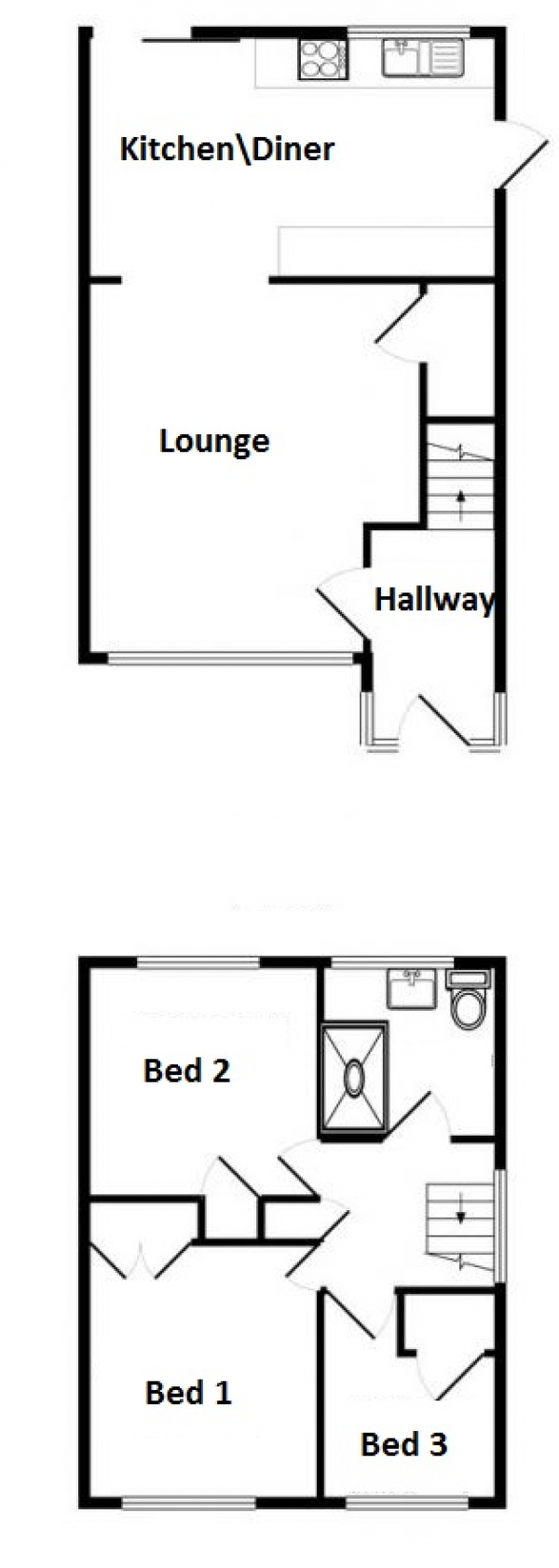 Floor Plan Image for 3 Bedroom Semi-Detached House to Rent in Whites Road, Farnborough, Hampshire, GU14 6PB