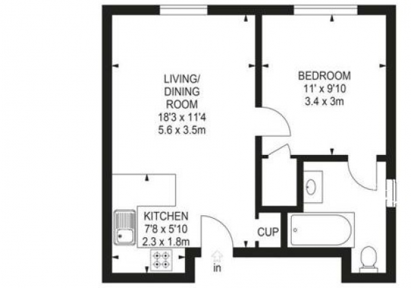 Floor Plan Image for 1 Bedroom Apartment to Rent in Albert Road, Bagshot, Surrey, GU19 5QL