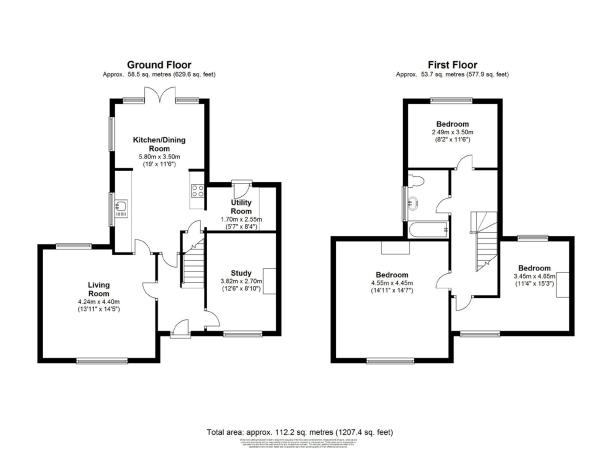 Floor Plan Image for 3 Bedroom Semi-Detached House to Rent in Moor Lane, Woking, Surrey, GU22 9RB