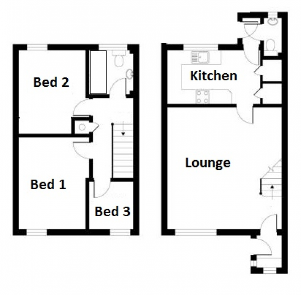 Floor Plan Image for 3 Bedroom Terraced House for Sale in Glassonby Walk, Camberley, Surrey, GU15 1SD