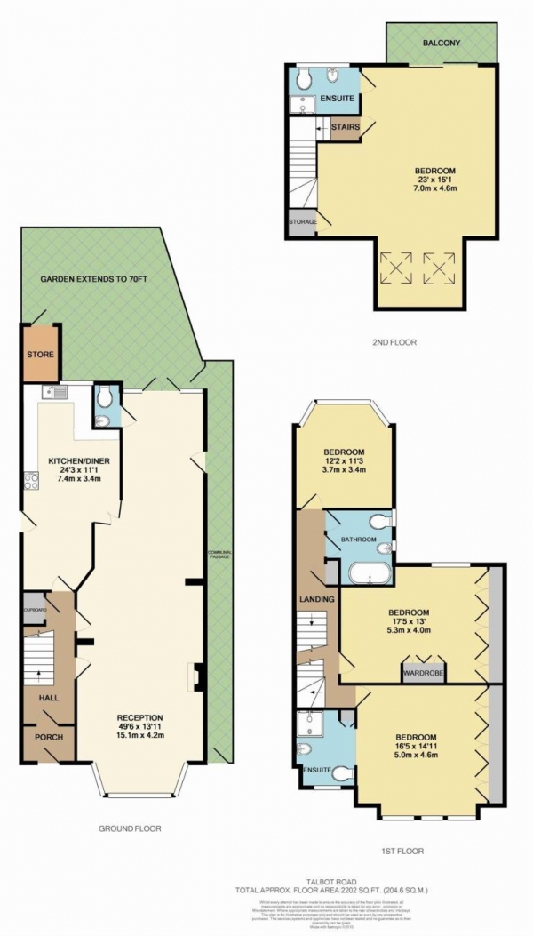 Floor Plan Image for 4 Bedroom Terraced House to Rent in Talbot Road, Alexandra Palace, N22
