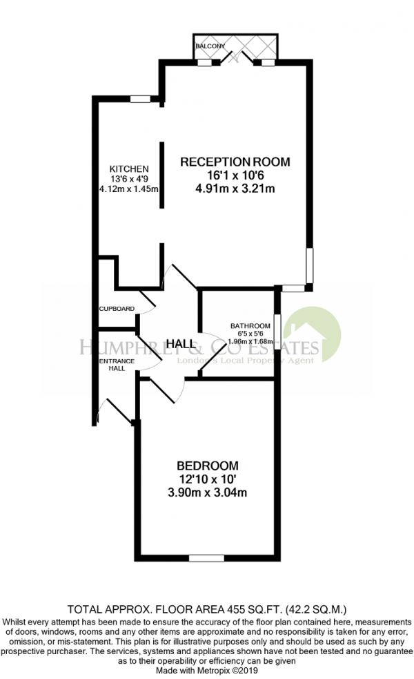Floor Plan Image for 1 Bedroom Flat for Sale in Portland Rise, Finsbury Park, LONDON, N4 2UT