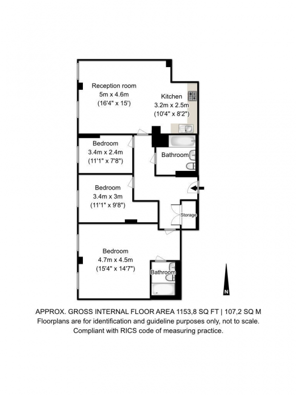 Floor Plan Image for 3 Bedroom Apartment for Sale in Indescon Square, LONDON, E14 9EZ