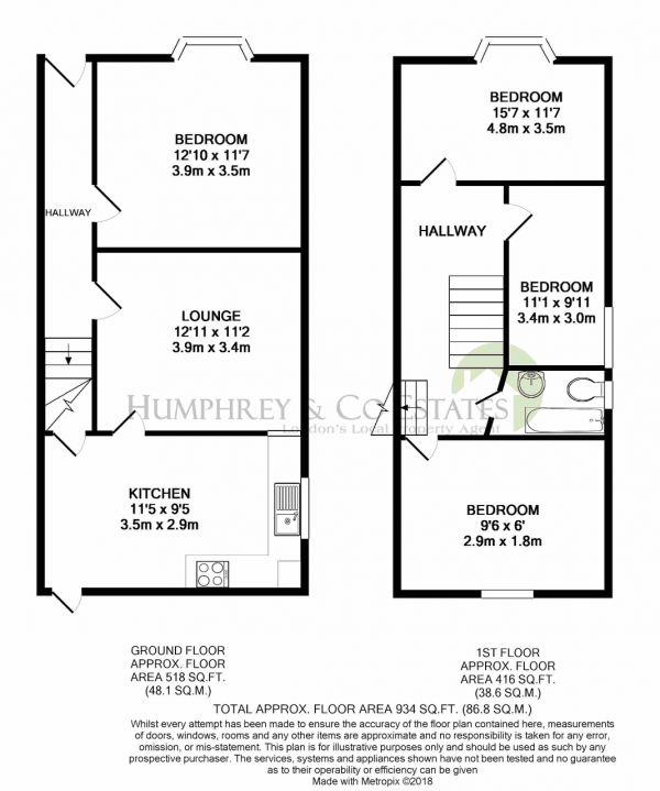Floor Plan Image for 4 Bedroom Terraced House to Rent in Camden Road, LONDON, E17 7NF
