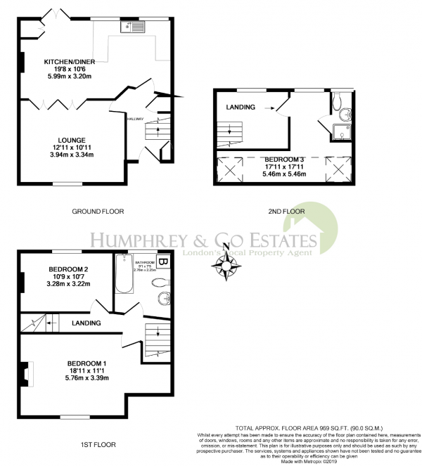 Floor Plan Image for 3 Bedroom Semi-Detached House to Rent in Albany Road, ENFIELD, EN3 5UF