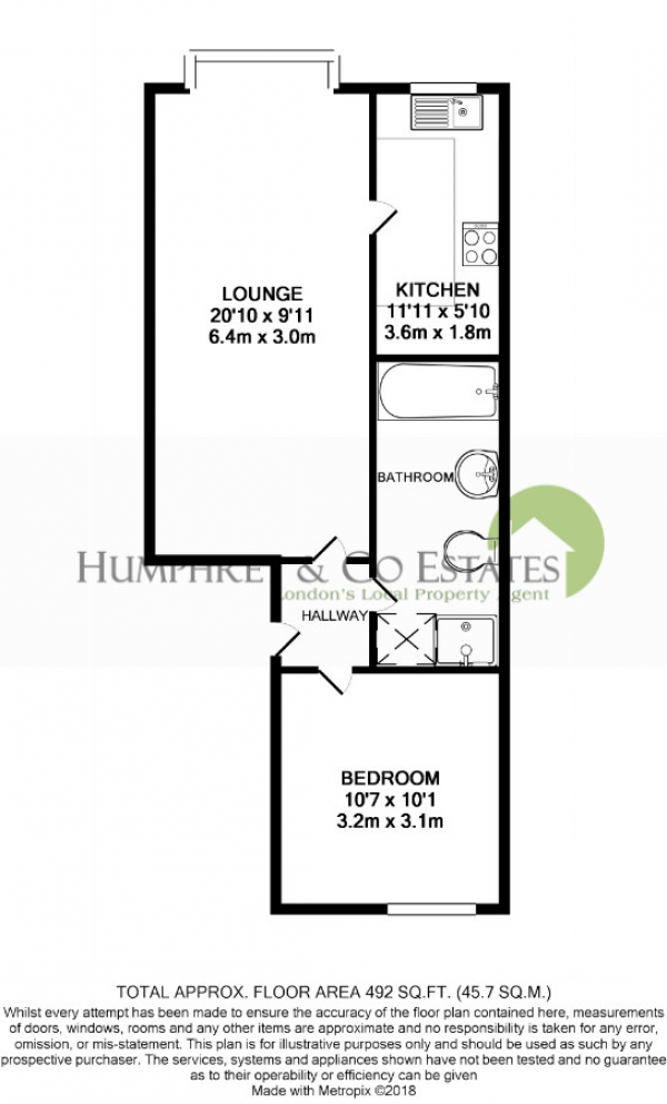 Floor Plan Image for 1 Bedroom Flat to Rent in Bourneside Crescent, LONDON, N14 6SP