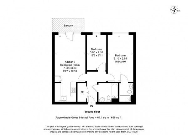 Floor Plan Image for 2 Bedroom Flat for Sale in Maltings Close, LONDON, E3 3TD