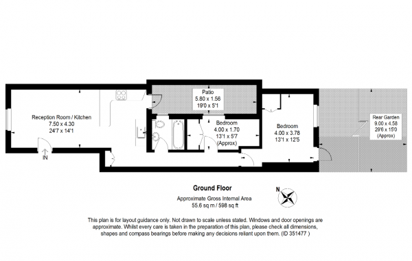 Floor Plan Image for 2 Bedroom Flat for Sale in Forest Road, LONDON, E17 6JG