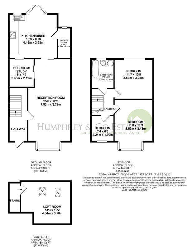 Floor Plan Image for 3 Bedroom Terraced House to Rent in Billet Road, LONDON, E17 5DN