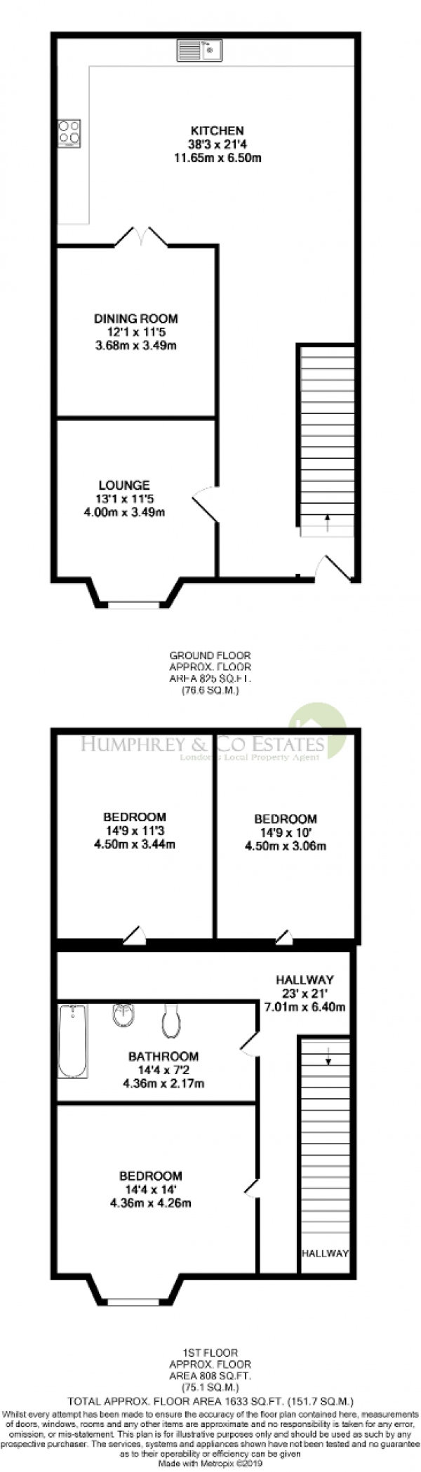 Floor Plan Image for 3 Bedroom Terraced House for Sale in Auckland Road, ILFORD, IG1 4SF
