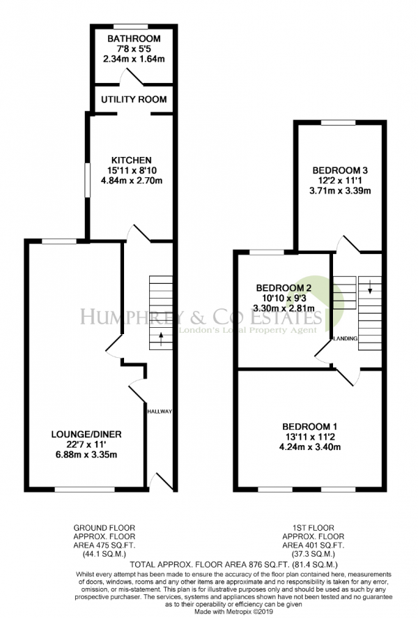 Floor Plan Image for 3 Bedroom End of Terrace House for Sale in Dunmow Road, London, E15 1TZ