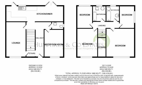 Floor Plan for 4 Bedroom Terraced House for Sale in Fitzstephen Road, Dagenham, RM8 2YP, RM8, 2YP -  &pound440,000
